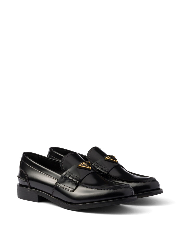 brushed leather loafers