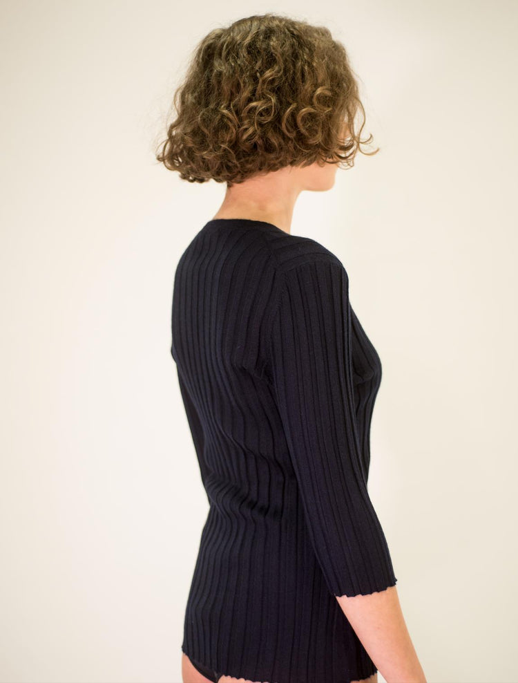 LA ROSE V neck cash/silk hot pink