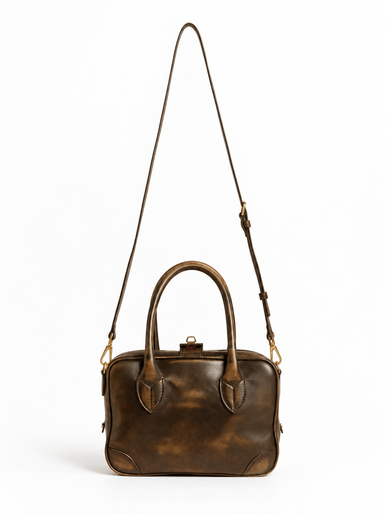 VITA BAG NEW VINTAGE LEATHER BODY GOLD METAL DETAILS