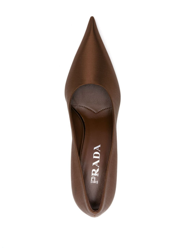 pointed-toe satin pumps