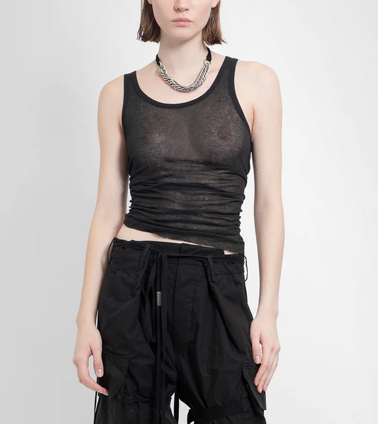 MARA WRINKLED CROPPED TANK TOP LIGHT COTTON RIB