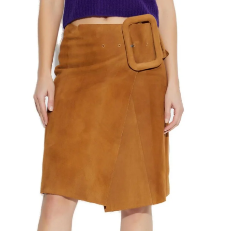 JUPE MIDI AVEC CEINTURE A GROSSE BOUCLE