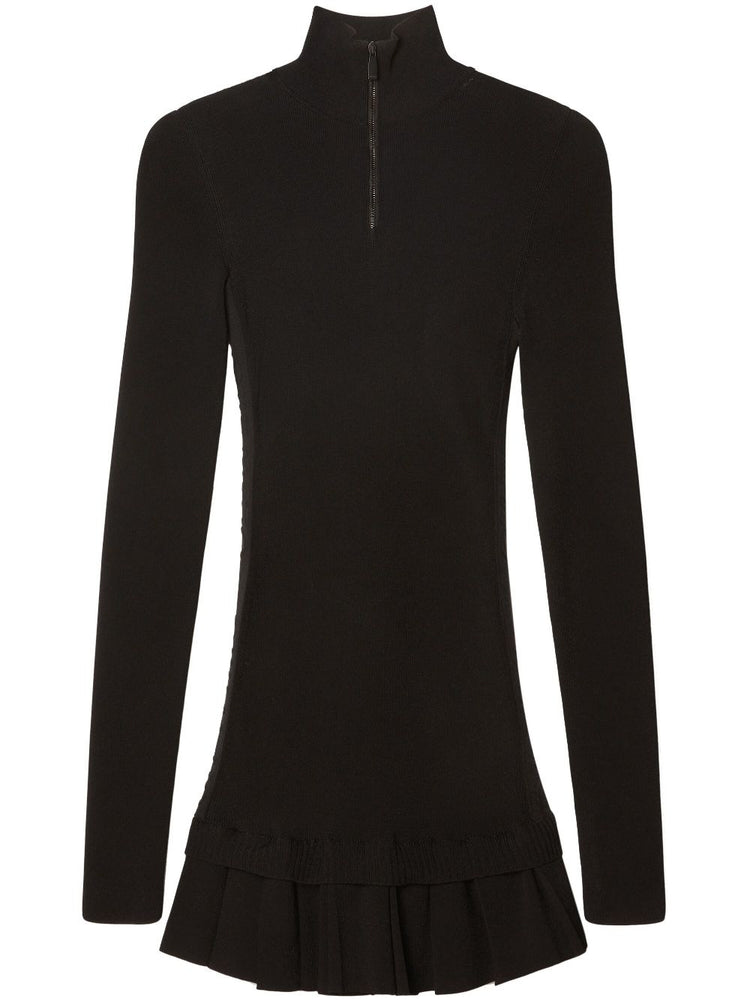 OFF WHITE high-neck pleated knitted minidress