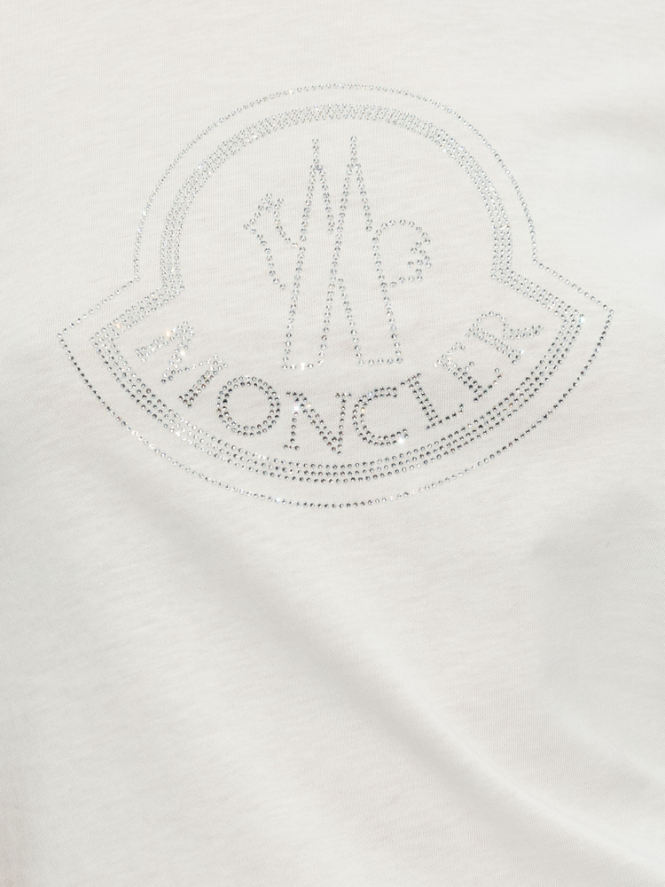 logo-beaded cotton T-shirt