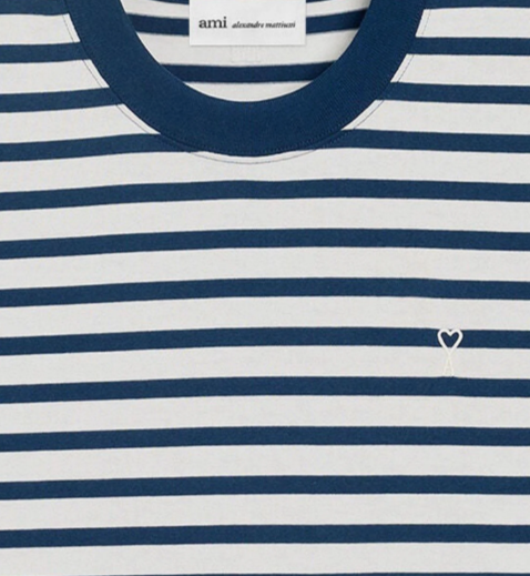 TEESHIRT BOXY FIT MARINIERE MANCHES COURTES AVEC PATCH AMI DE COEUR