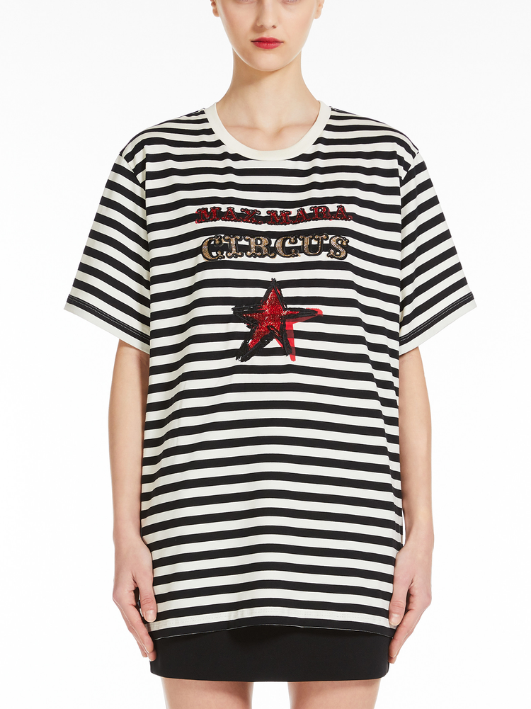 Kaki oversized striped cotton T-shirt