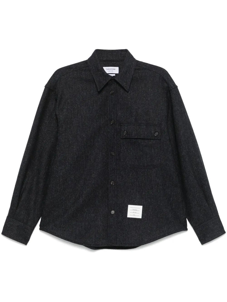 OVERSIZED PC SHIRT W/ DOUBLE NEEDLE IN SOLID DONEGAL TWEED