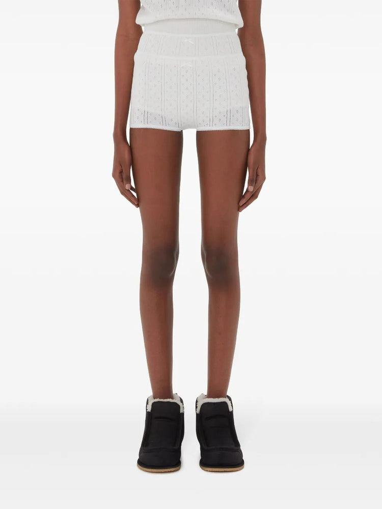 double-layer pointelle shorts