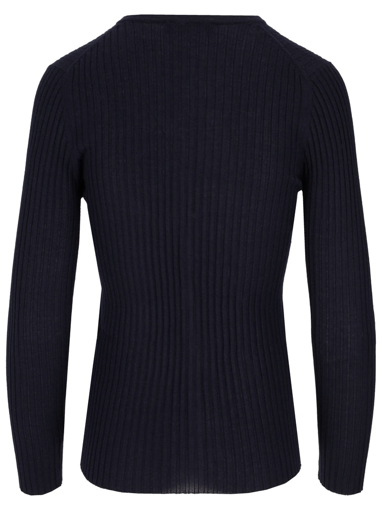 La Rose cash/silk ribs r-neck cardigan