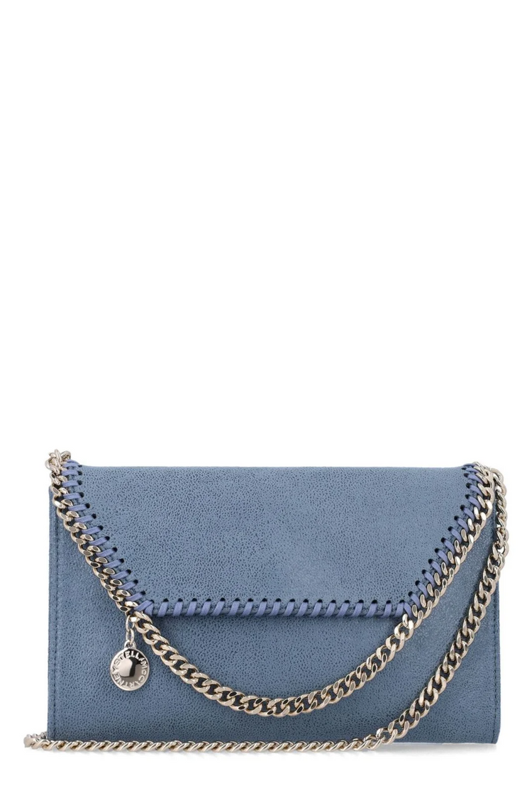 FALABELLA WALLET W/CHAIN BAG ECO SHAGGY DEER W/LIGHT GOLD COLOR CHAIN