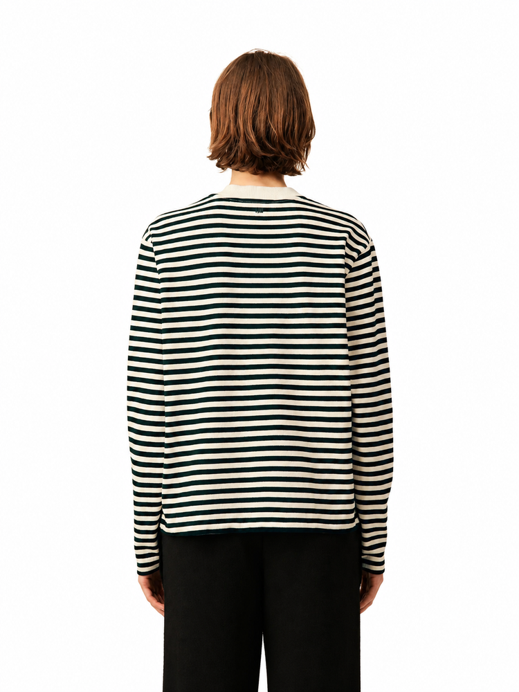 LONG SLEEVES STRIPED TSHIRT WITH BLACK AMI DE COEUR EMBROIDERY