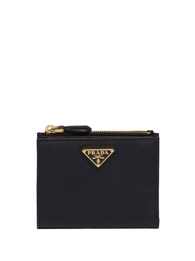 triangle-logo Saffiano leather wallet