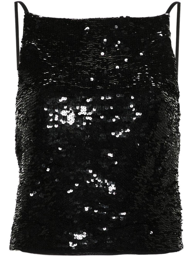 sequin-embellished open-back top