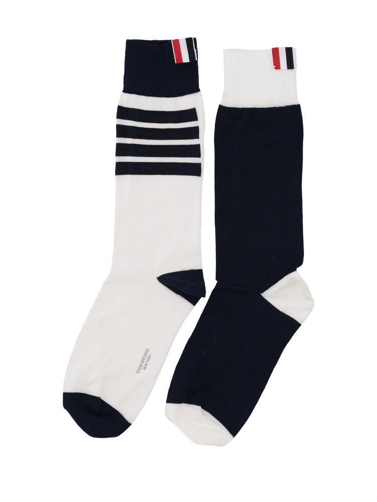 FUN MIX JERSEY CLASSIC MID CALF SOCKS IN COTTON W/ 4 BAR INTARSIA