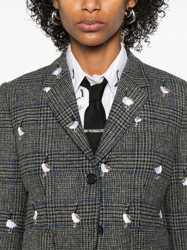 FIT 3 - HIGH ARMHOLE SPORTCOAT W/ HALF DROP SATIN STITCH GOOSE IN PRINCE OF WALES HUNTING TWEED