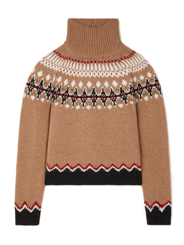 SWEET WINTER TURTLENECK CAMEL/MULTICOLOR