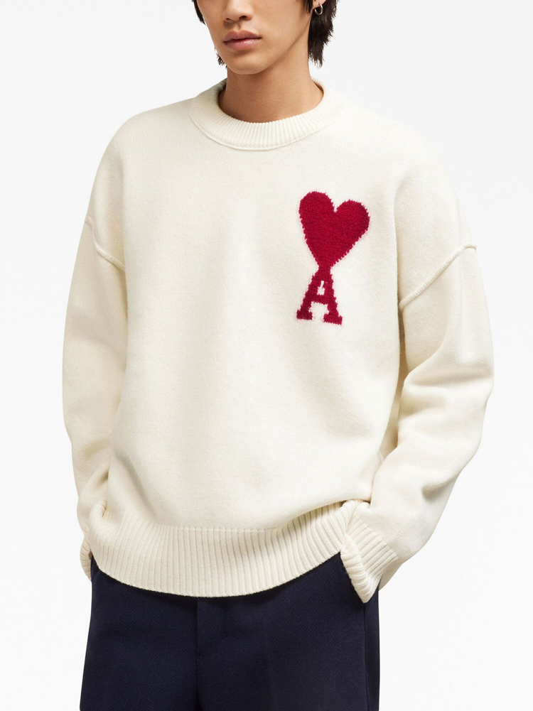 Ami de Coeur intarsia-logo wool jumper