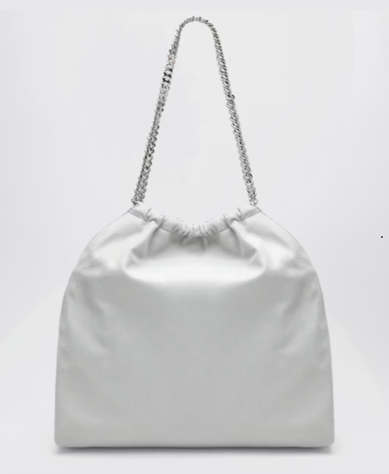 FALABELLA MEDIUM DRAWSTRING ECO SHAGGY DEER W/STAINLESS STEEL CHAIN - AIRLITE