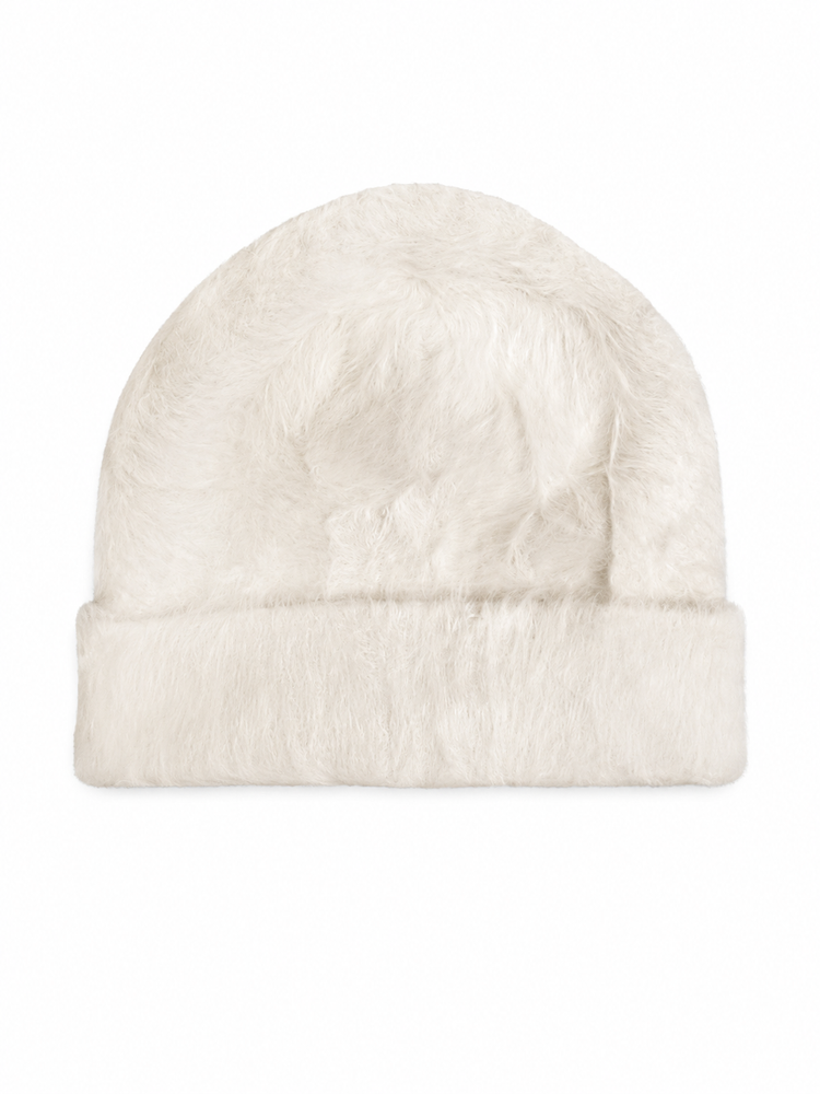 LA ROSE Angora Beanie WHITE