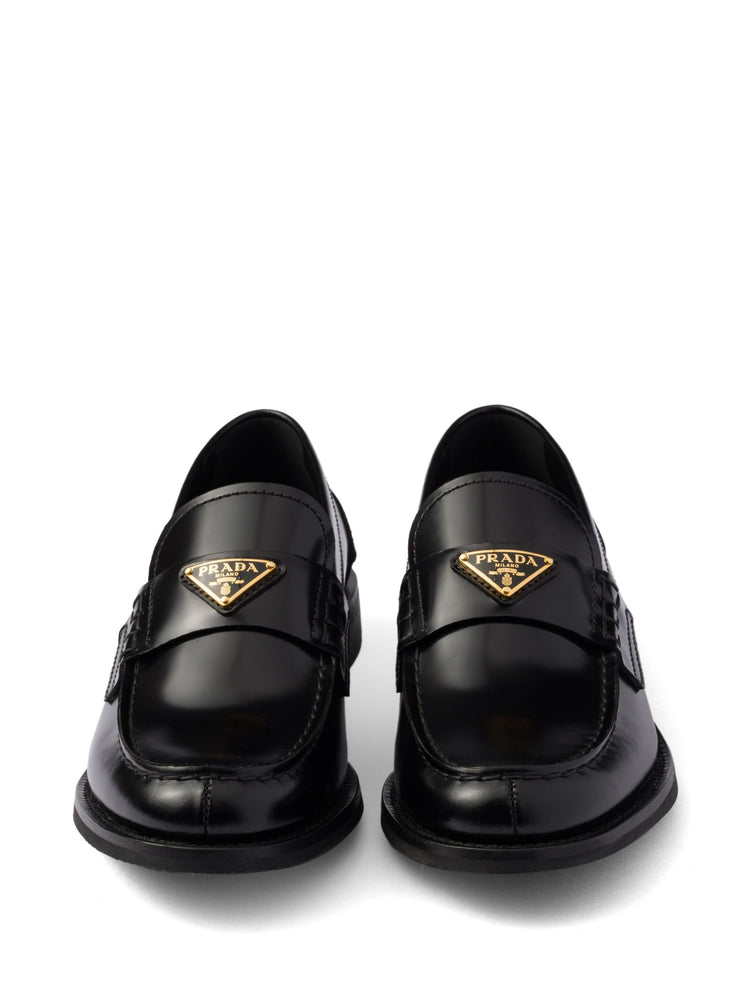 brushed leather loafers