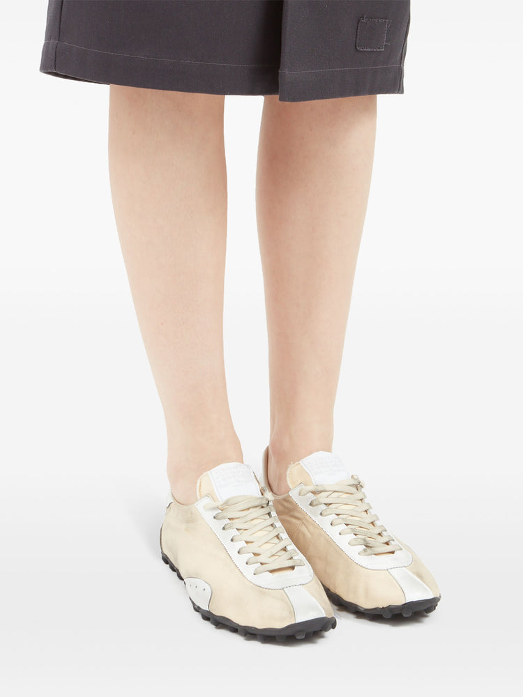 leather lace-up trainers