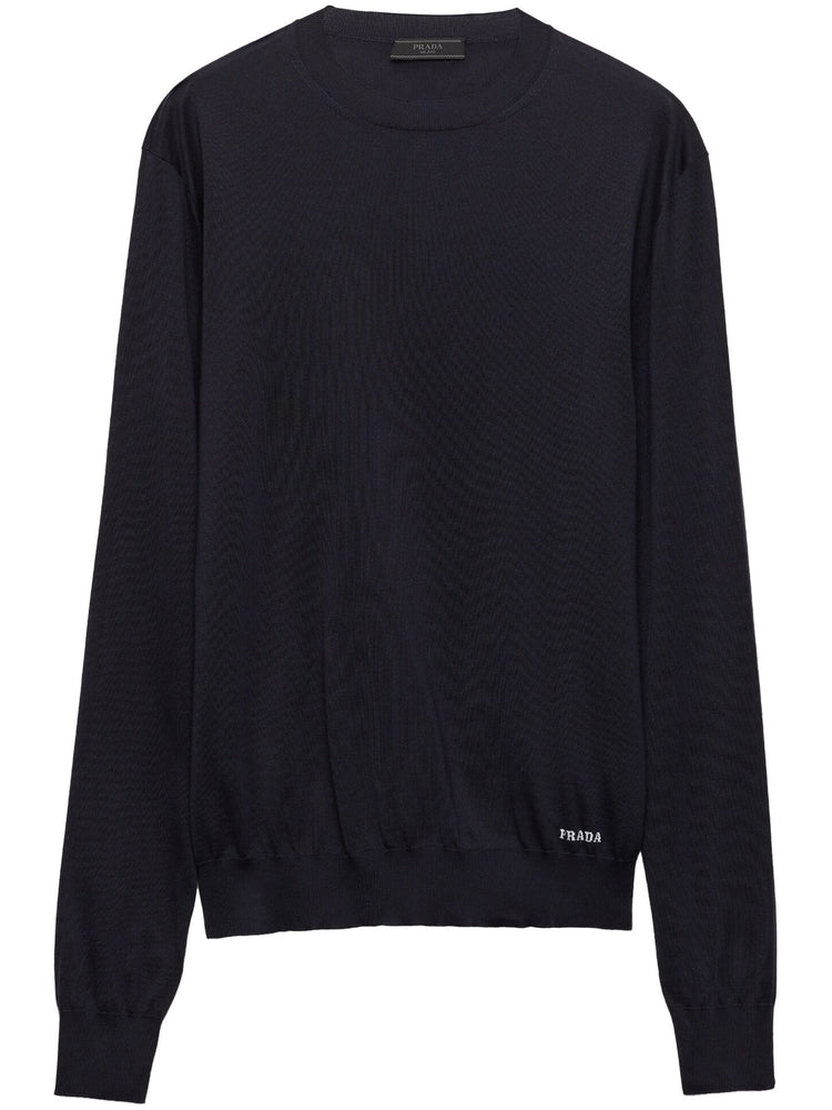 crew-neck silk jumper