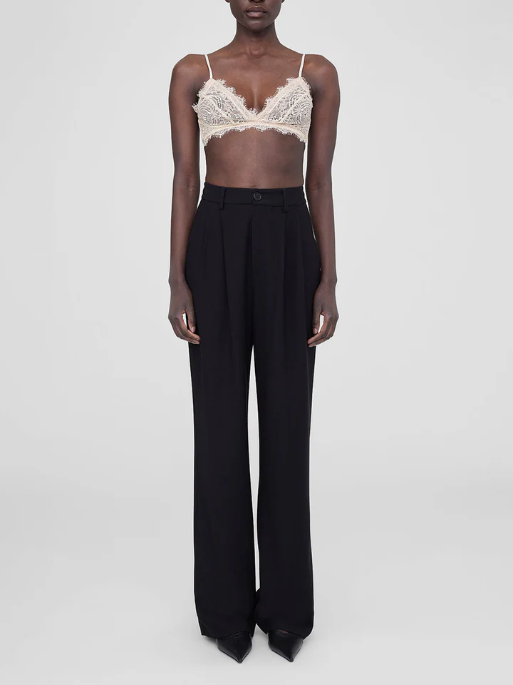 LACE BRA WITH TRIM  BLACK