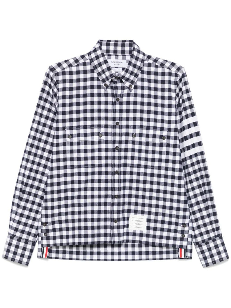 UTILITY SHIRT WITH PATCH POCKET IN 4 BAR GINGHAM CHECK FLANNEL