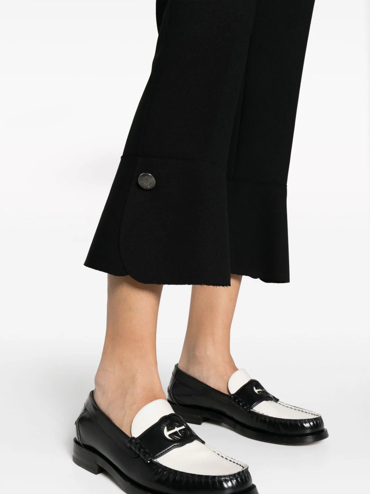 pressed-crease high-waisted trousers