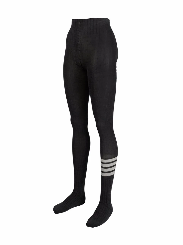 OPAQUE RIB TIGHTS W/ 4 BAR IN FINE MERINO WOOL