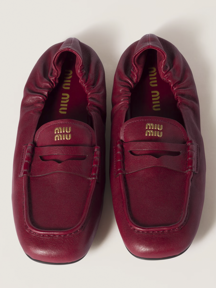 ruches nappa leather loafers