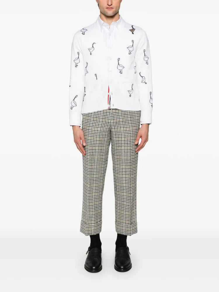 STRAIGHT FIT BD L-S SHIRT W/ PENCIL STITCH GEESE 4 BAR IN PINSTRIPE OXFORD