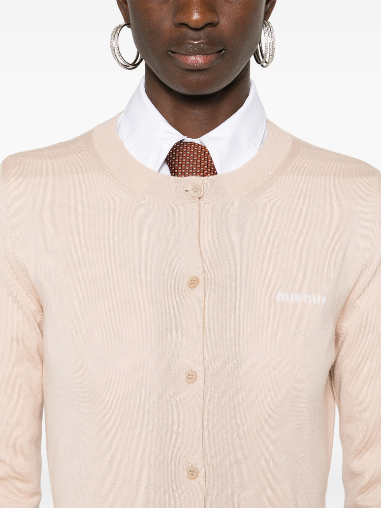 logo-jacquard cardigan