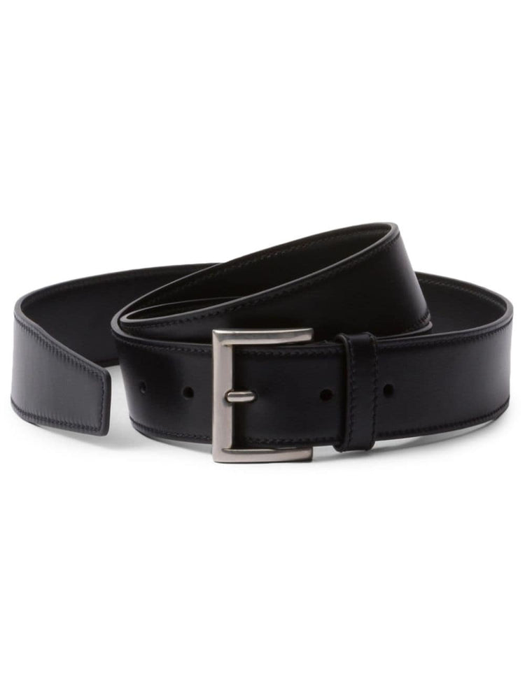 buckled leather belt