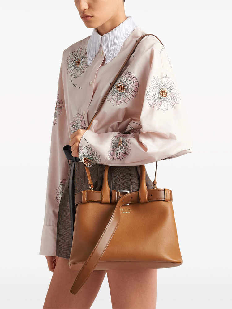 medium belted leather handbag