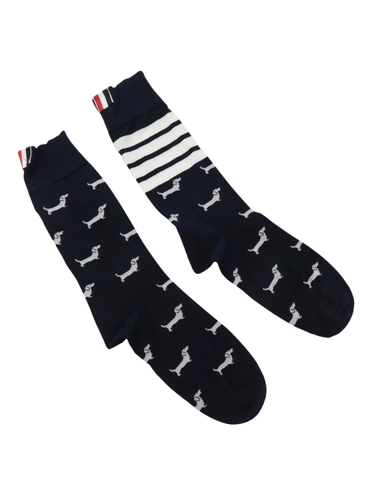 HECTOR HALF DROP MID CALF SOCKS IN COTTON W/ 4 BAR
