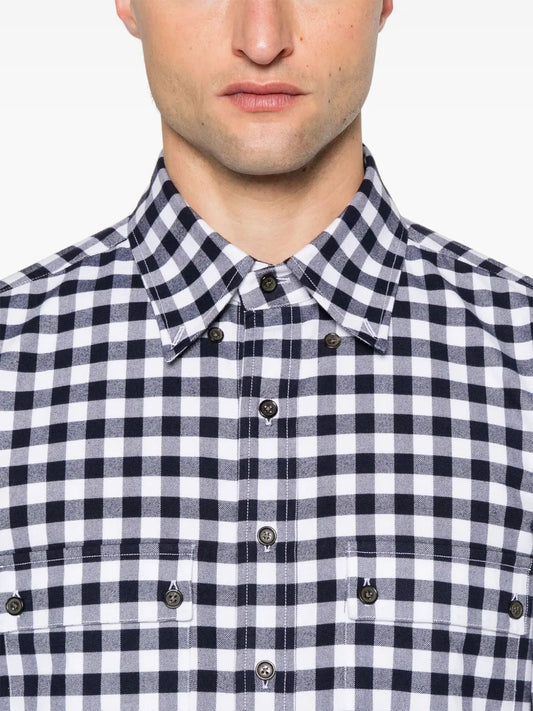 UTILITY SHIRT WITH PATCH POCKET IN 4 BAR GINGHAM CHECK FLANNEL