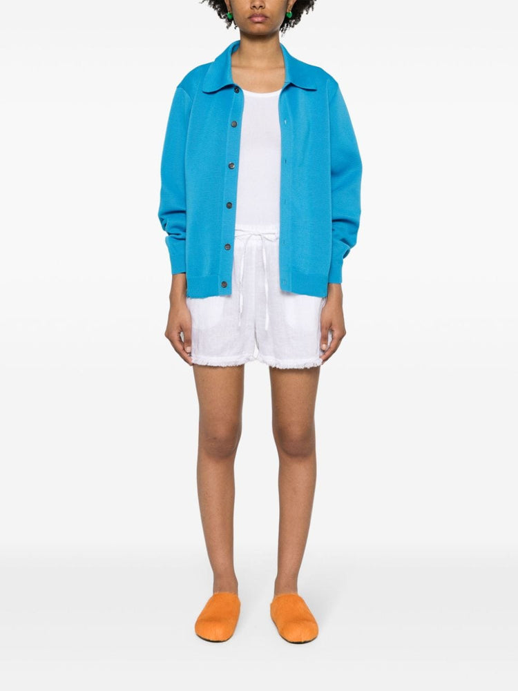 logo-embroidered frayed shorts