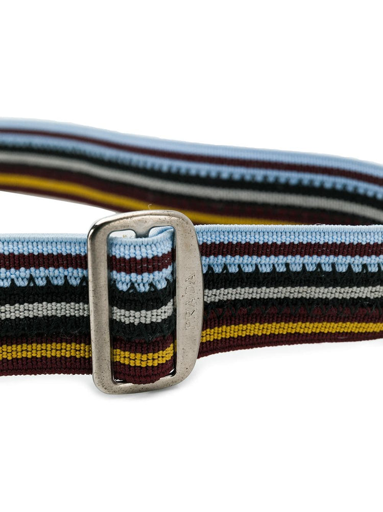 PRADA Striped clasp buckle belt