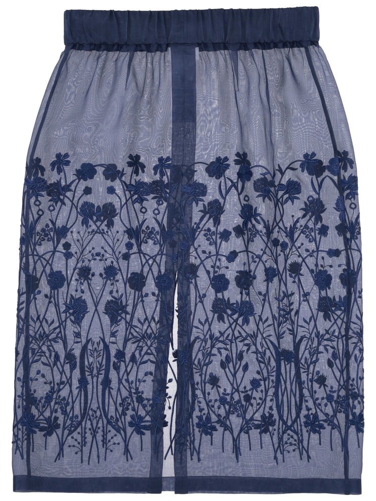 Sorgente floral-embroidered midi skirt