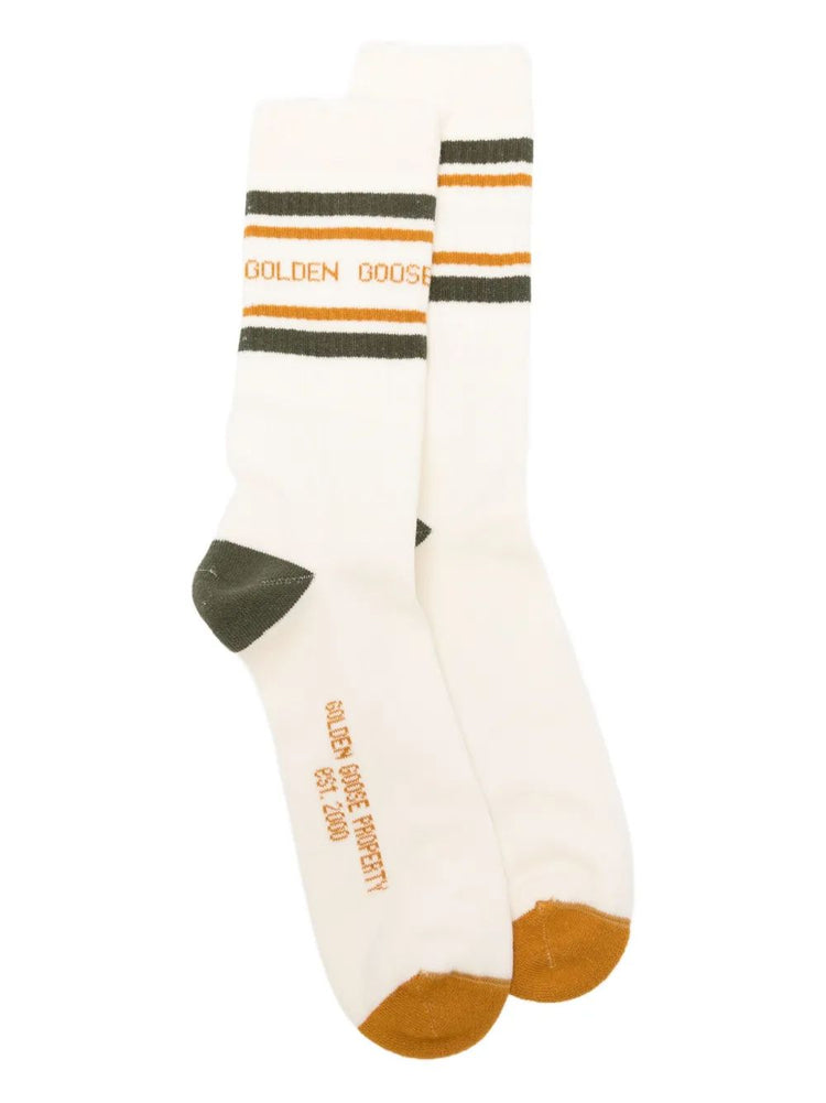 SOCKS HIGH RIB/BI-COLOR/STRIPES/GOLDEN GOOSE/RIPPED