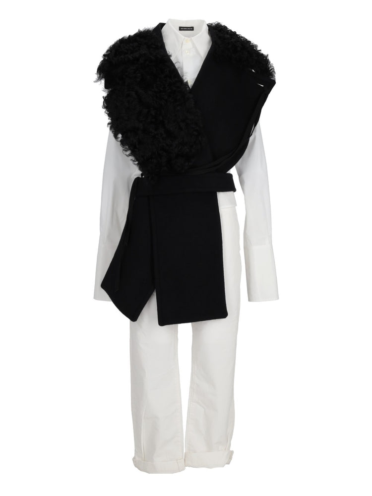 MANON ASYMMETRIC PLASTRON WITH FUR COLLAR BEAVER