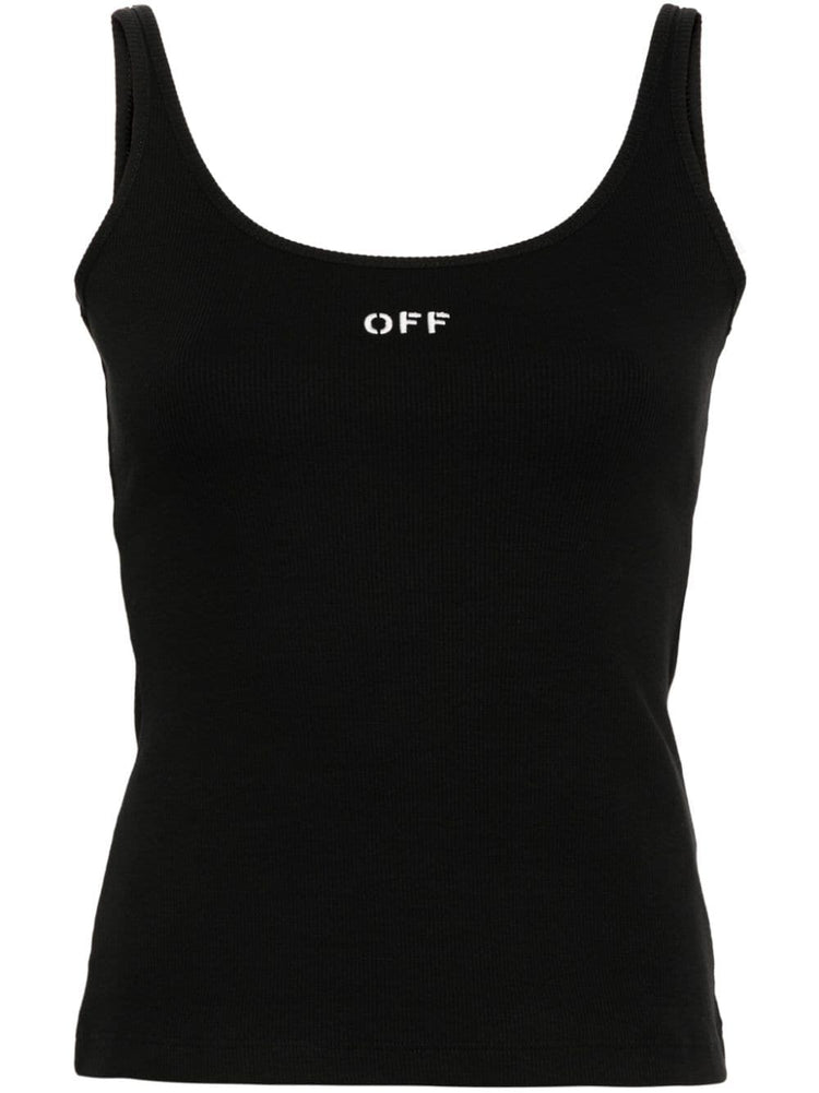 OFF STAMP RIB TANK TOP BLACK WHITE