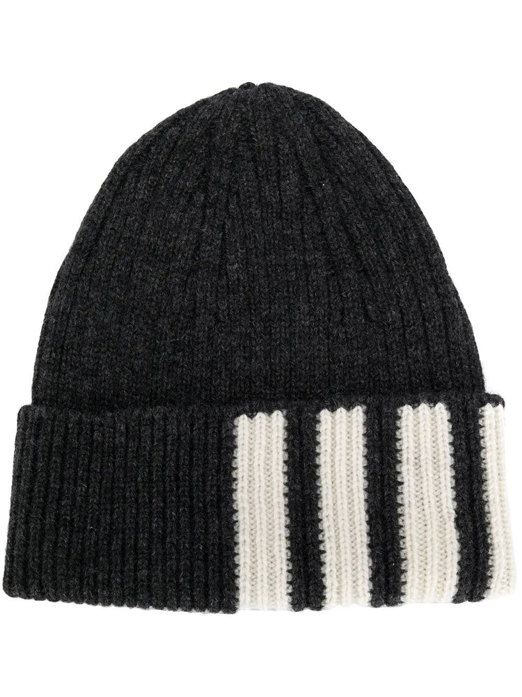 RIB HAT W/ 4 BAR STRIPE IN CASHMERE