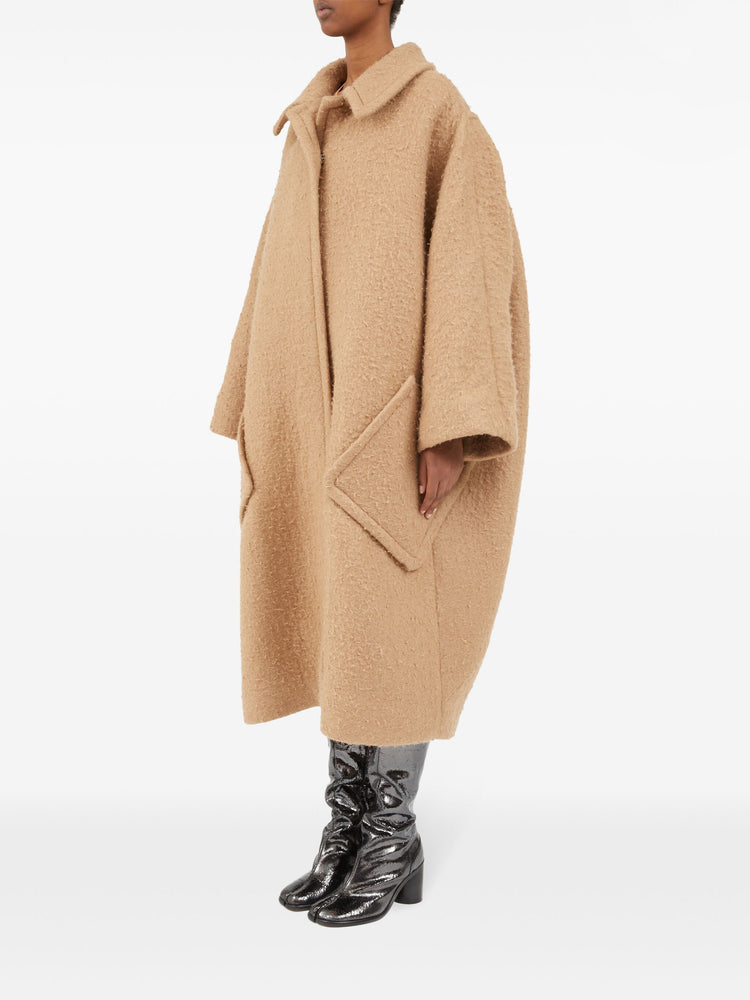 oversized effect bouclé mohair coat