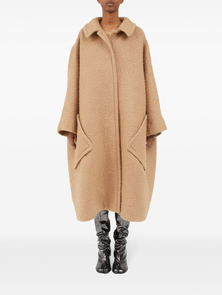 oversized effect bouclé mohair coat