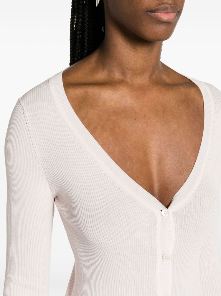 ribbed cotton-blend cardigan