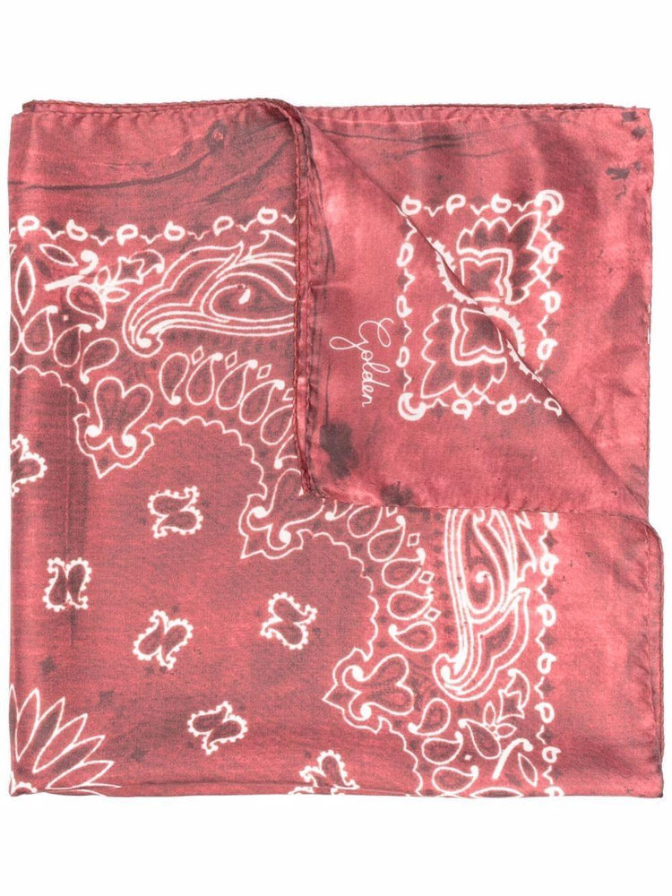 GOLDEN FOULARD PAISLEY PRINT SILK