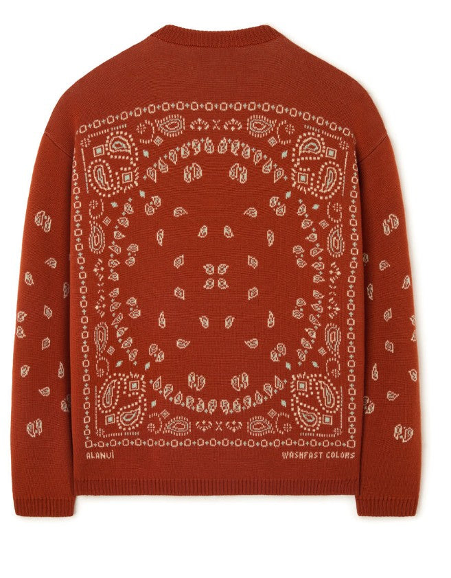 BANDANA JACQUARD SWEATER BRICK RED MULTI