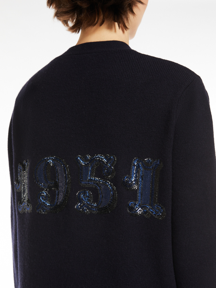 Virgin wool and cashmere cardigan with sequins